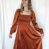 Dreaming in Satin Rust Maxi Dress - Raising Brave