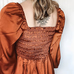 Dreaming in Satin Rust Maxi Dress - Raising Brave