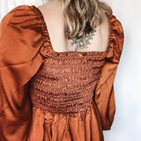 Dreaming in Satin Rust Maxi Dress - Raising Brave