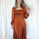 Dreaming in Satin Rust Maxi Dress - Raising Brave