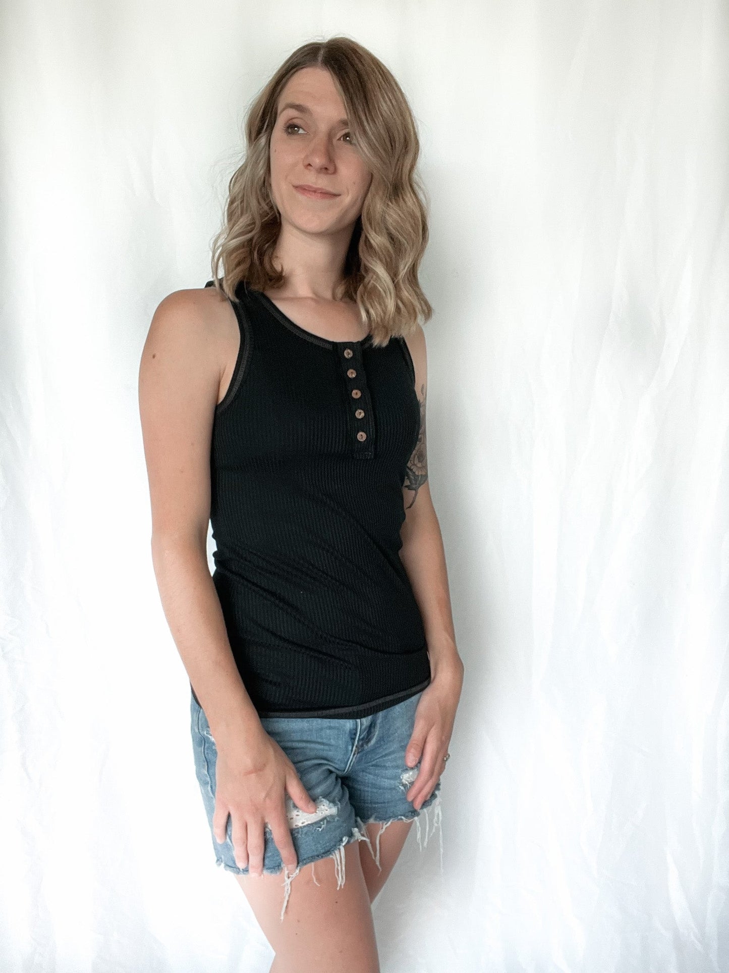 Essential Black Ribbed Tank Top - Raising Brave