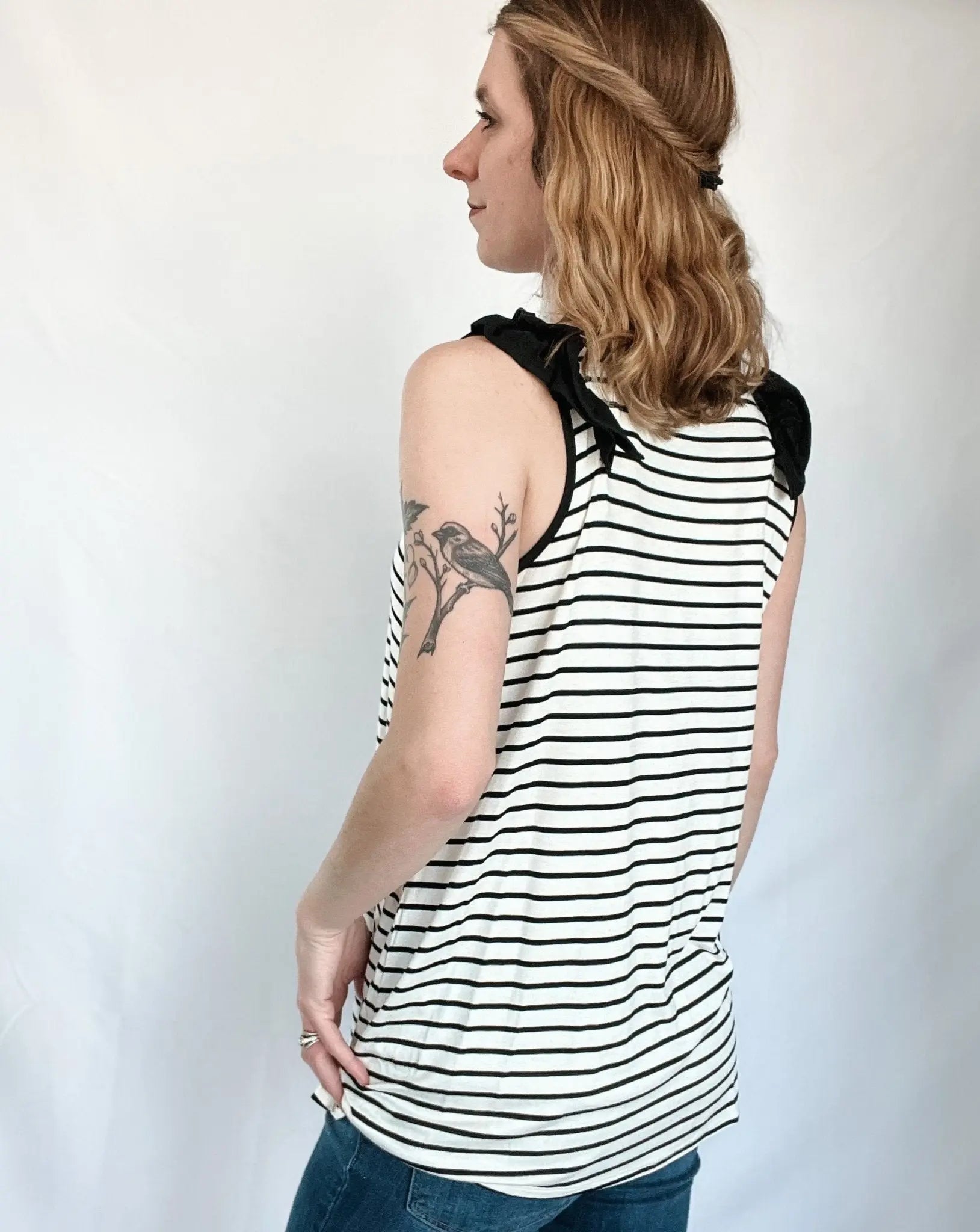 Flirty Striped Ruffle Tank Top - Raising Brave