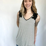 Flirty Striped Ruffle Tank Top - Raising Brave