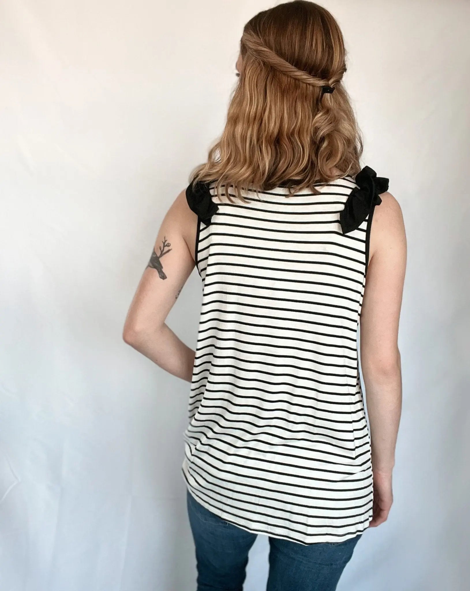 Flirty Striped Ruffle Tank Top - Raising Brave