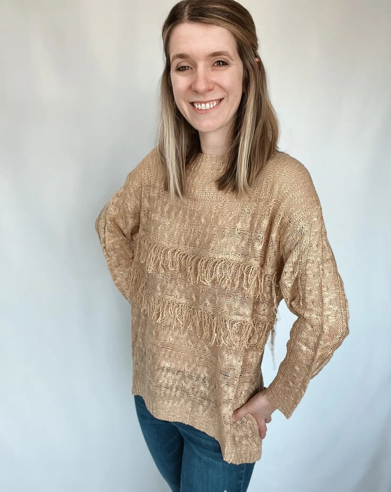 Get Your Fringe On Gold Sweater - Raising Brave