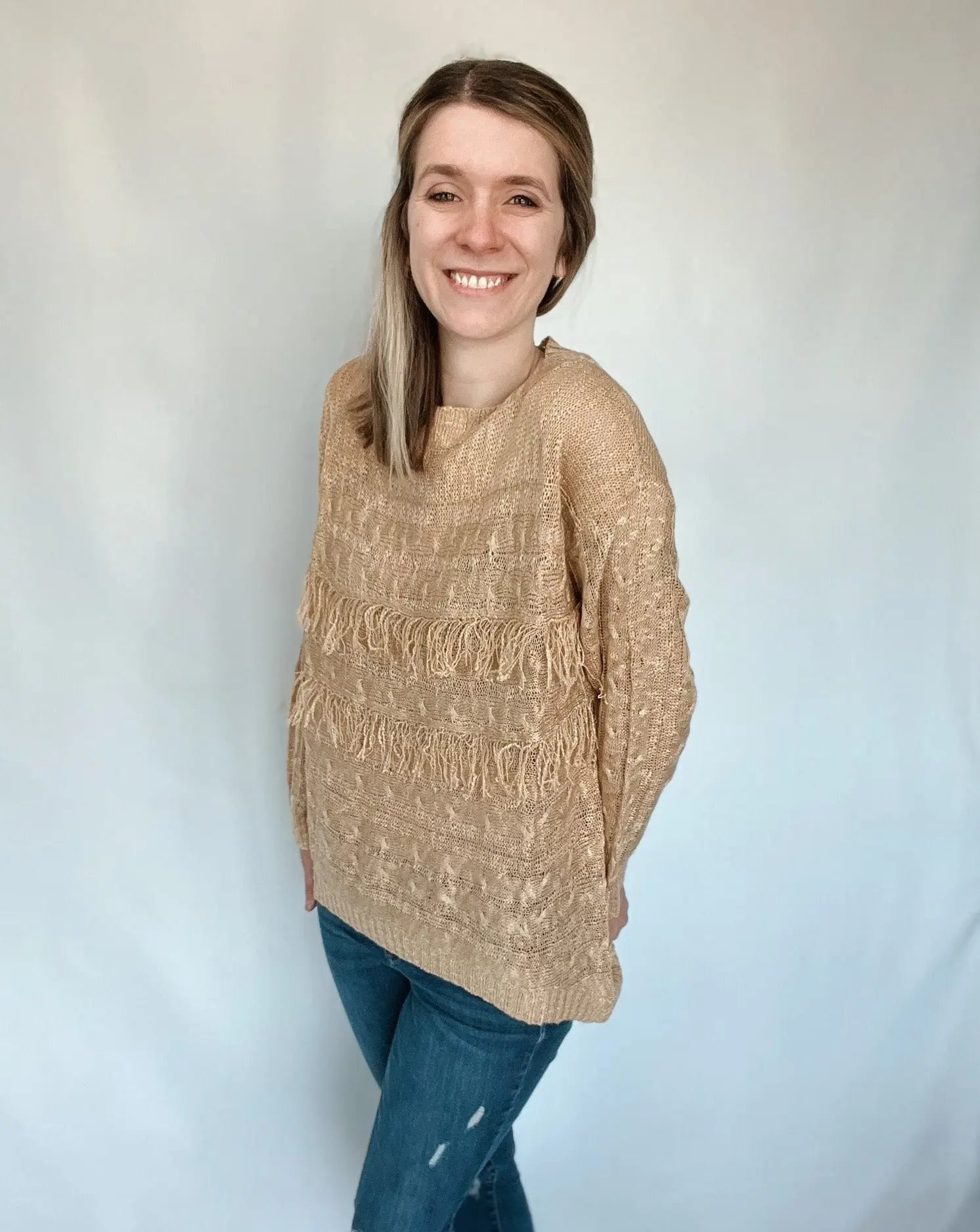 Get Your Fringe On Gold Sweater - Raising Brave