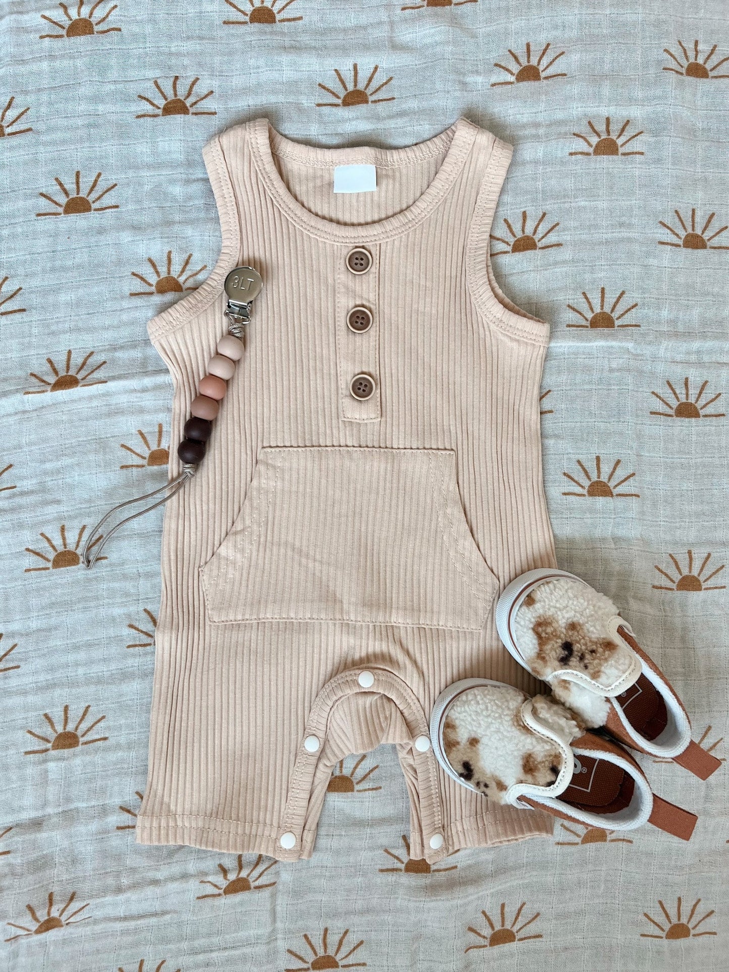 Miles Tank Romper- Cream - Raising Brave