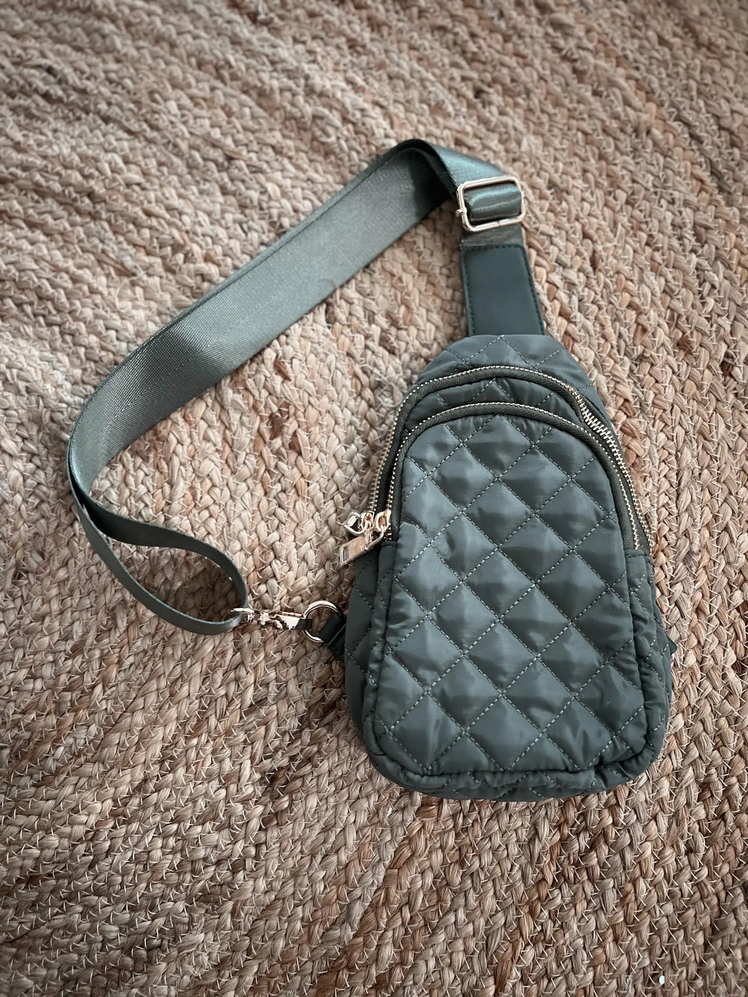 Penelope Puffer Sling Bag - Olive - Raising Brave