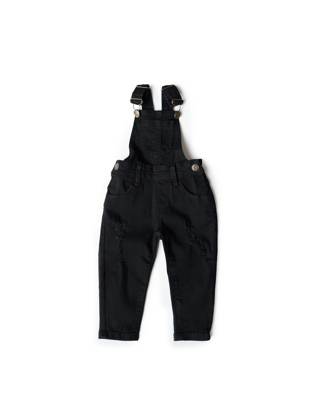 Black Distressed Overalls