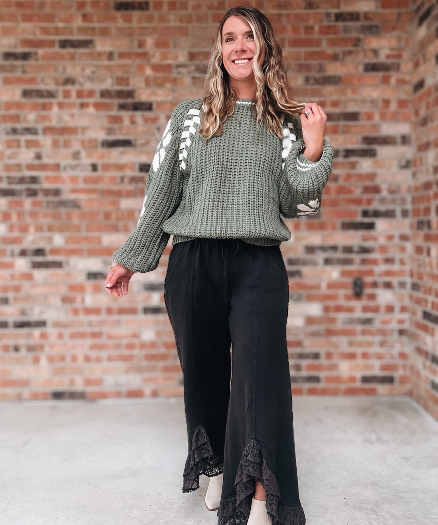 Bottoms Romantic Lace Mineral Wash Pants Raising Brave Boutique