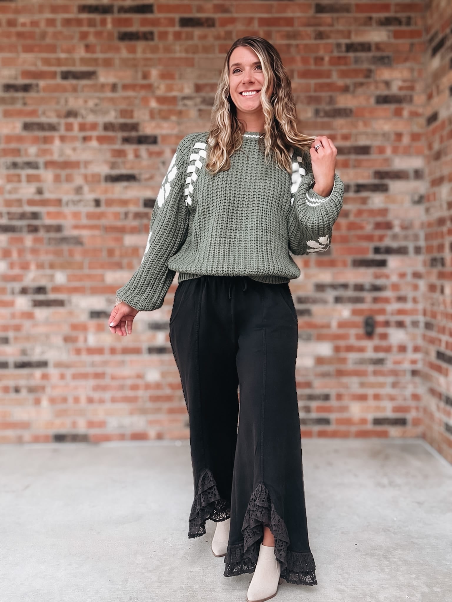 Bottoms Romantic Lace Mineral Wash Pants Raising Brave Boutique