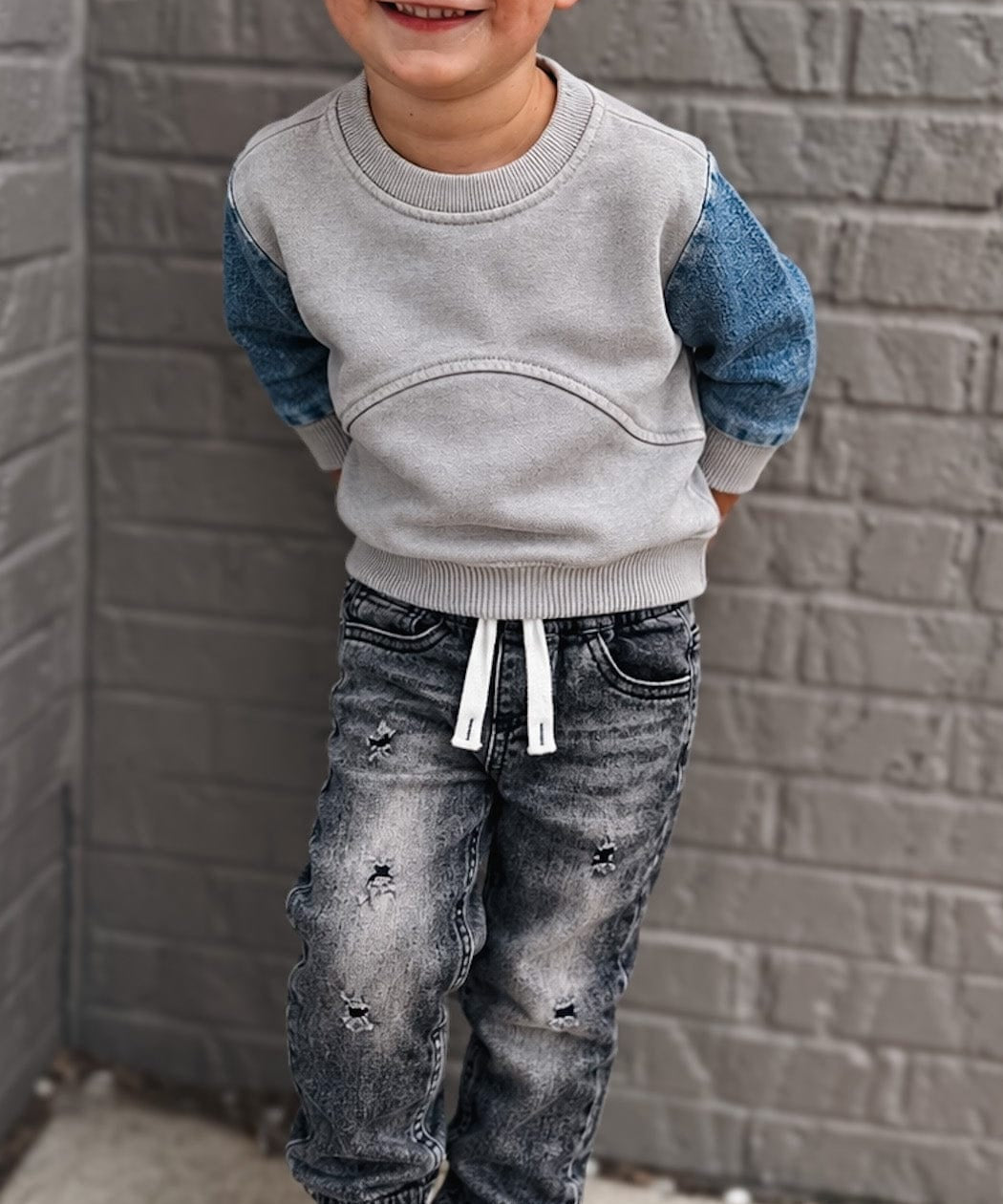 Baby Bottoms Beau Distressed Black Denim Raising Brave Boutique