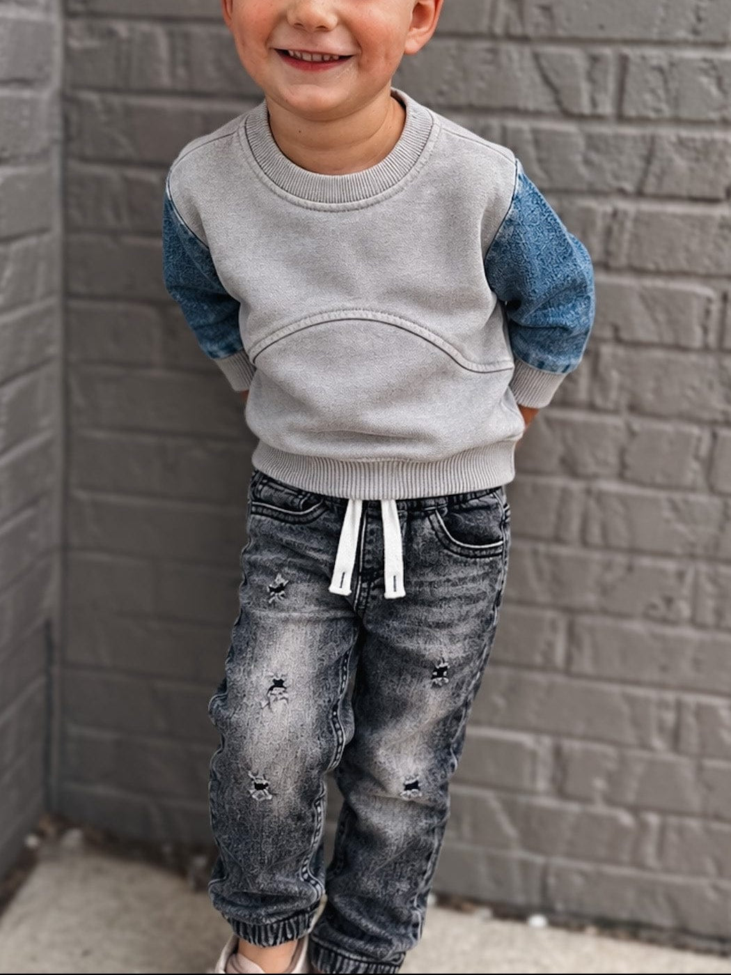 Baby Bottoms Beau Distressed Black Denim Raising Brave Boutique
