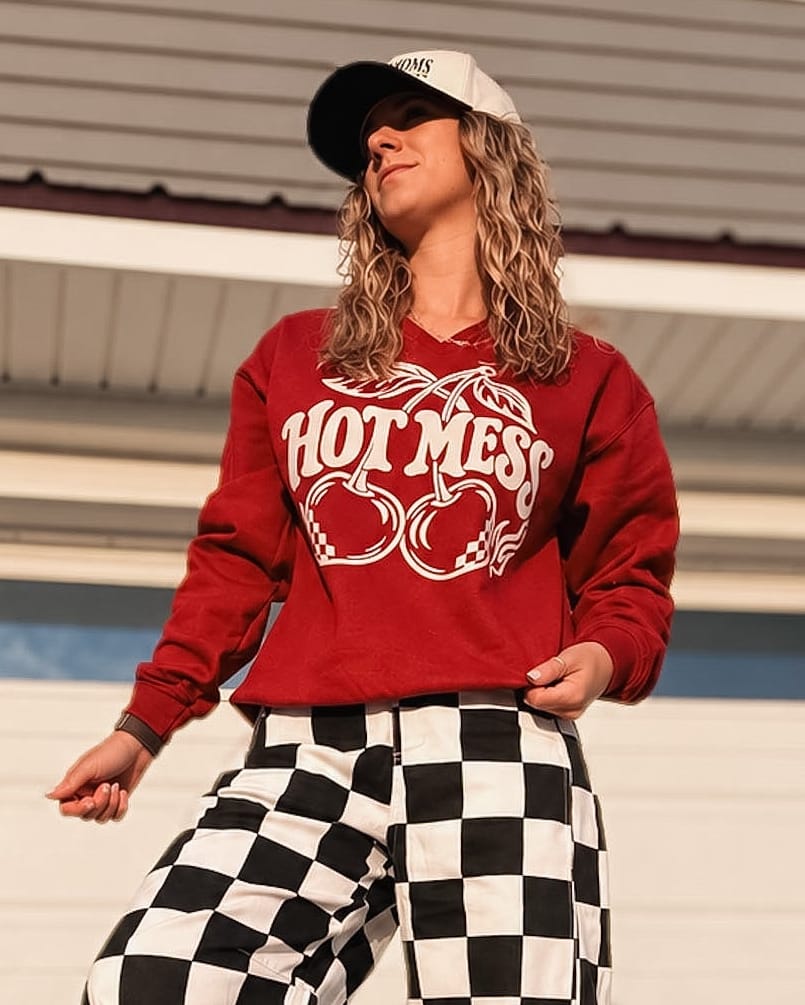 Sweatshirt Hot Mess Cherry Crew Raising Brave Boutique