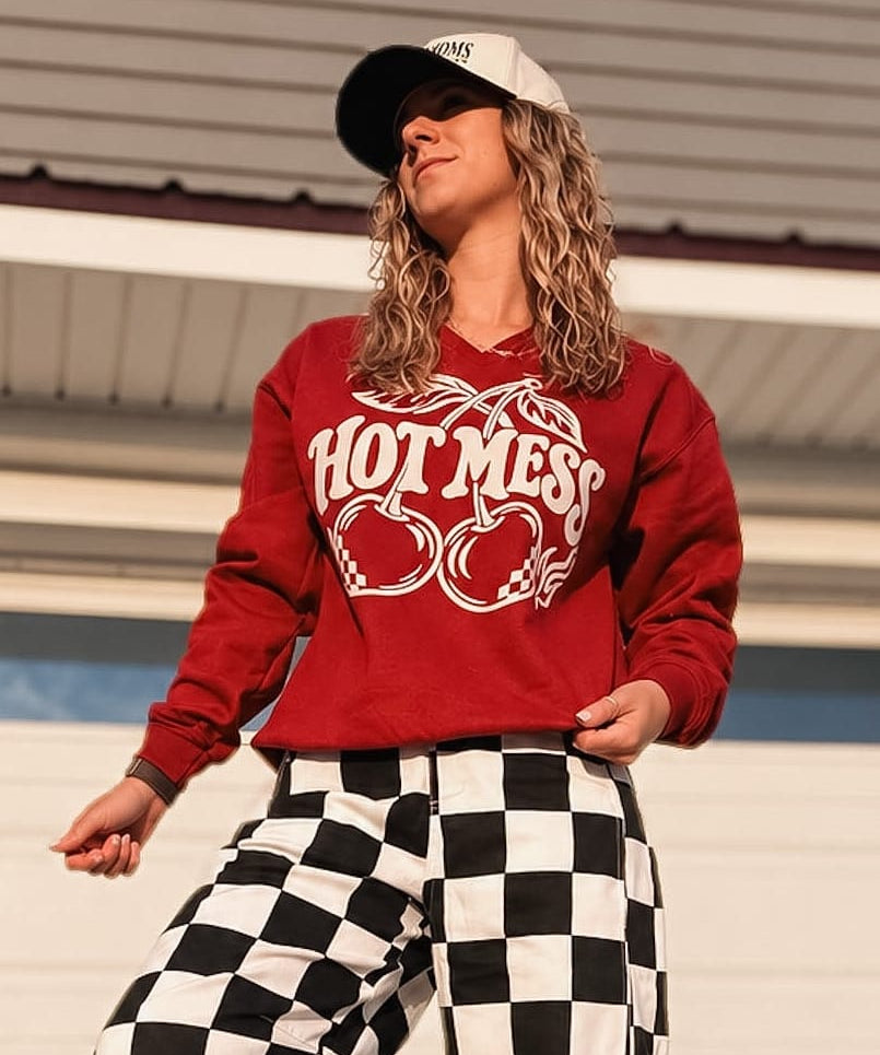 Sweatshirt Hot Mess Cherry Crew Raising Brave Boutique