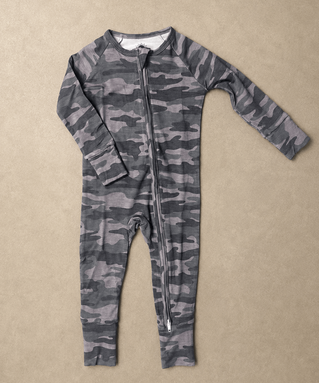 Bamboo Romper Brave Camo Bamboo Romper Raising Brave Boutique