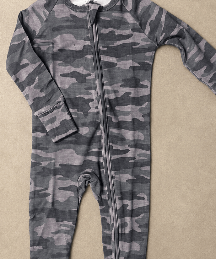 Bamboo Romper Brave Camo Bamboo Romper Raising Brave Boutique