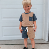 Colorblock Acid Wash Short Set