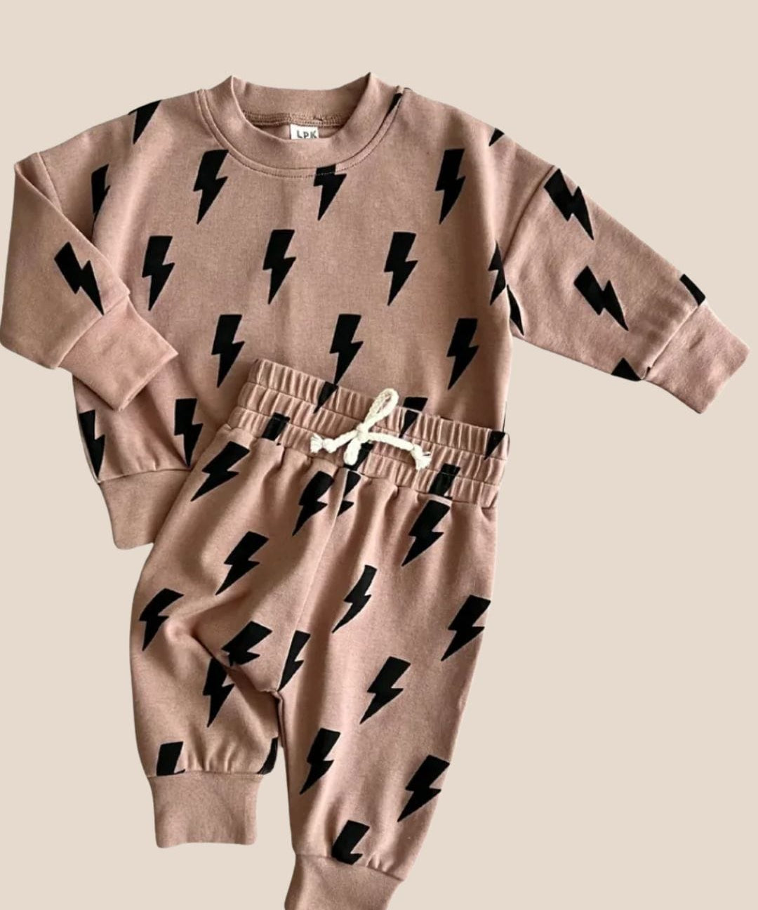 Baby Set Mocha Bolts Jogger Set Raising Brave Boutique