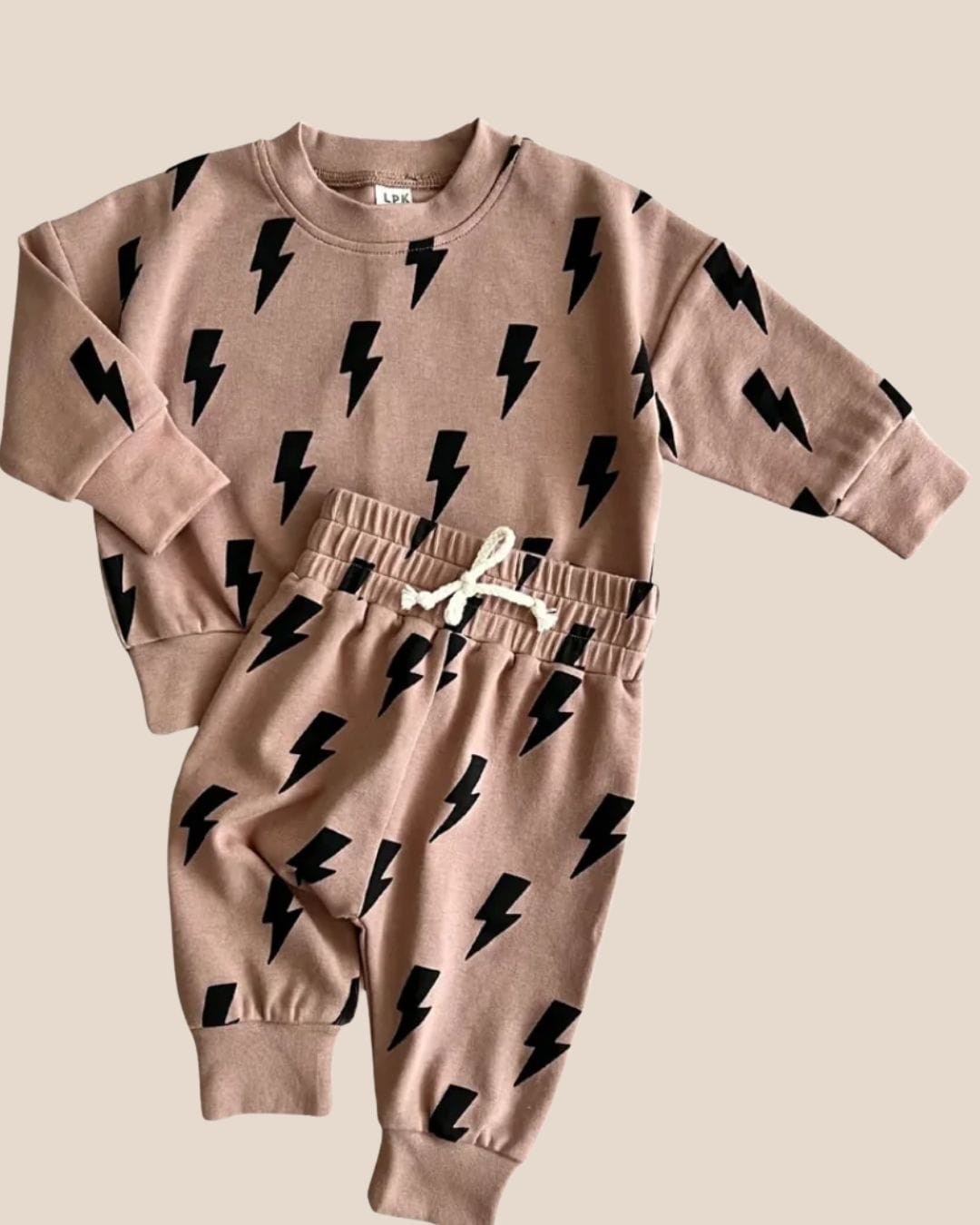 Baby Set Mocha Bolts Jogger Set Raising Brave Boutique