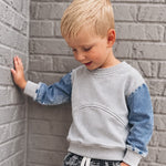 Baby Crewneck Morgan Denim Sleeve Crewneck Raising Brave Boutique