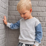 Baby Crewneck Morgan Denim Sleeve Crewneck Raising Brave Boutique