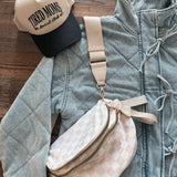 Trendy Cream Checkered Sling Bag