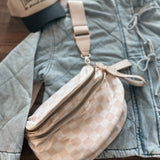 Trendy Cream Checkered Sling Bag