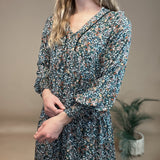 Midnight Floral V Neck Maxi Dress