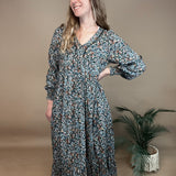 Midnight Floral V Neck Maxi Dress