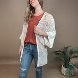 Ivory Crochet Popcorn Kimono