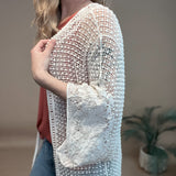 Ivory Crochet Popcorn Kimono