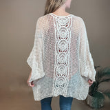 Ivory Crochet Popcorn Kimono