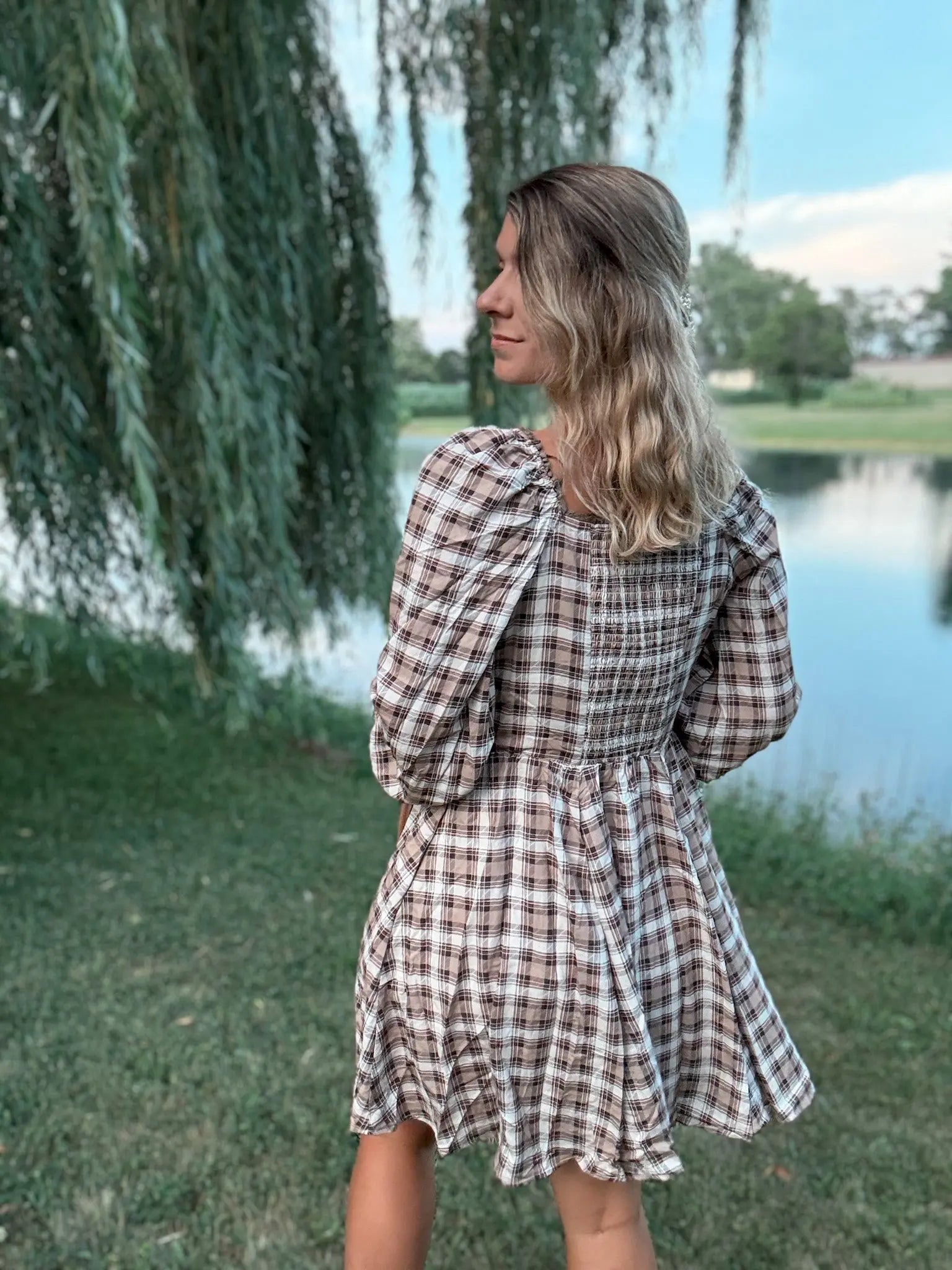 Fall Tartan Mini Dress In Loom