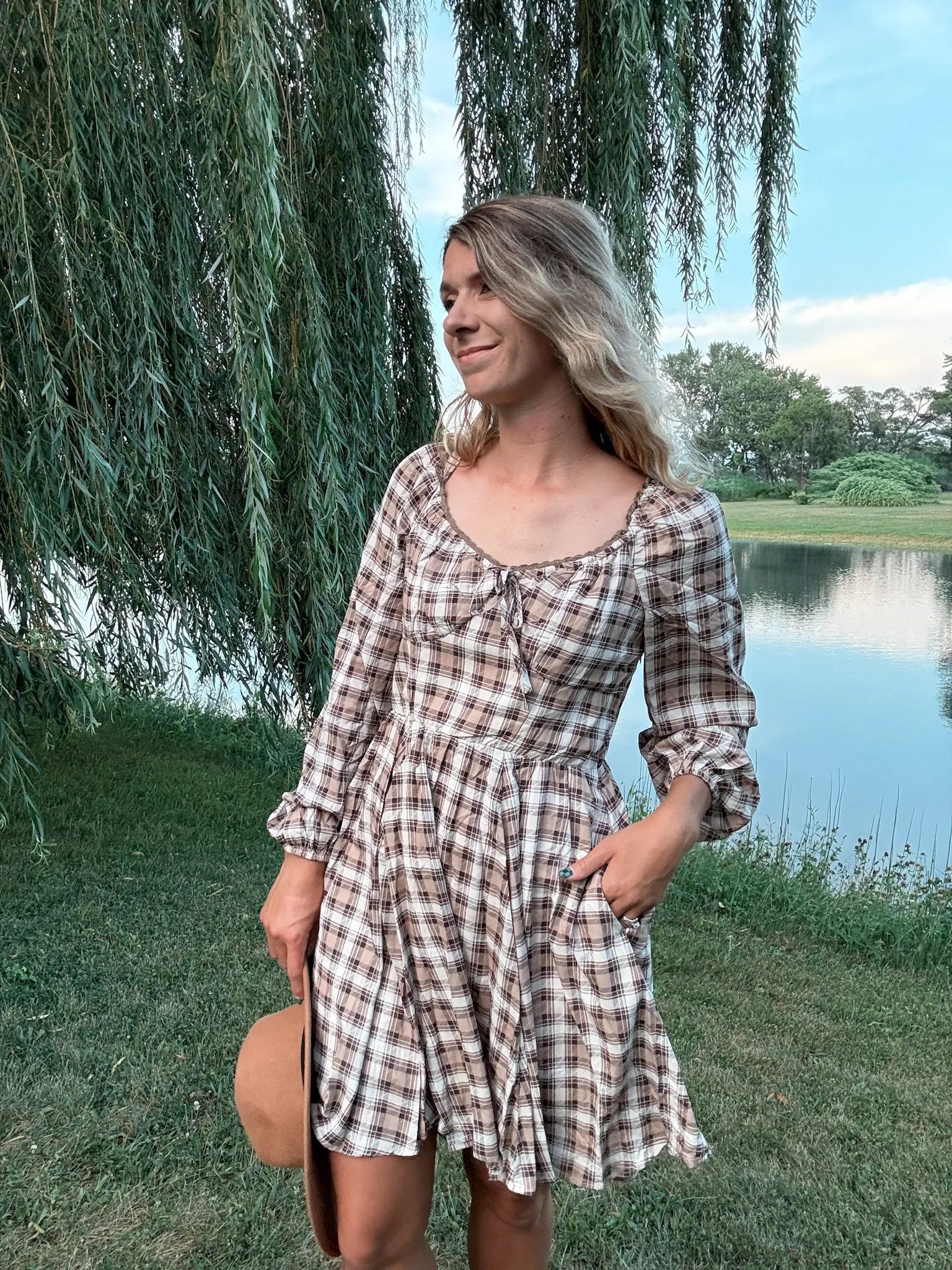 Fall Tartan Mini Dress In Loom