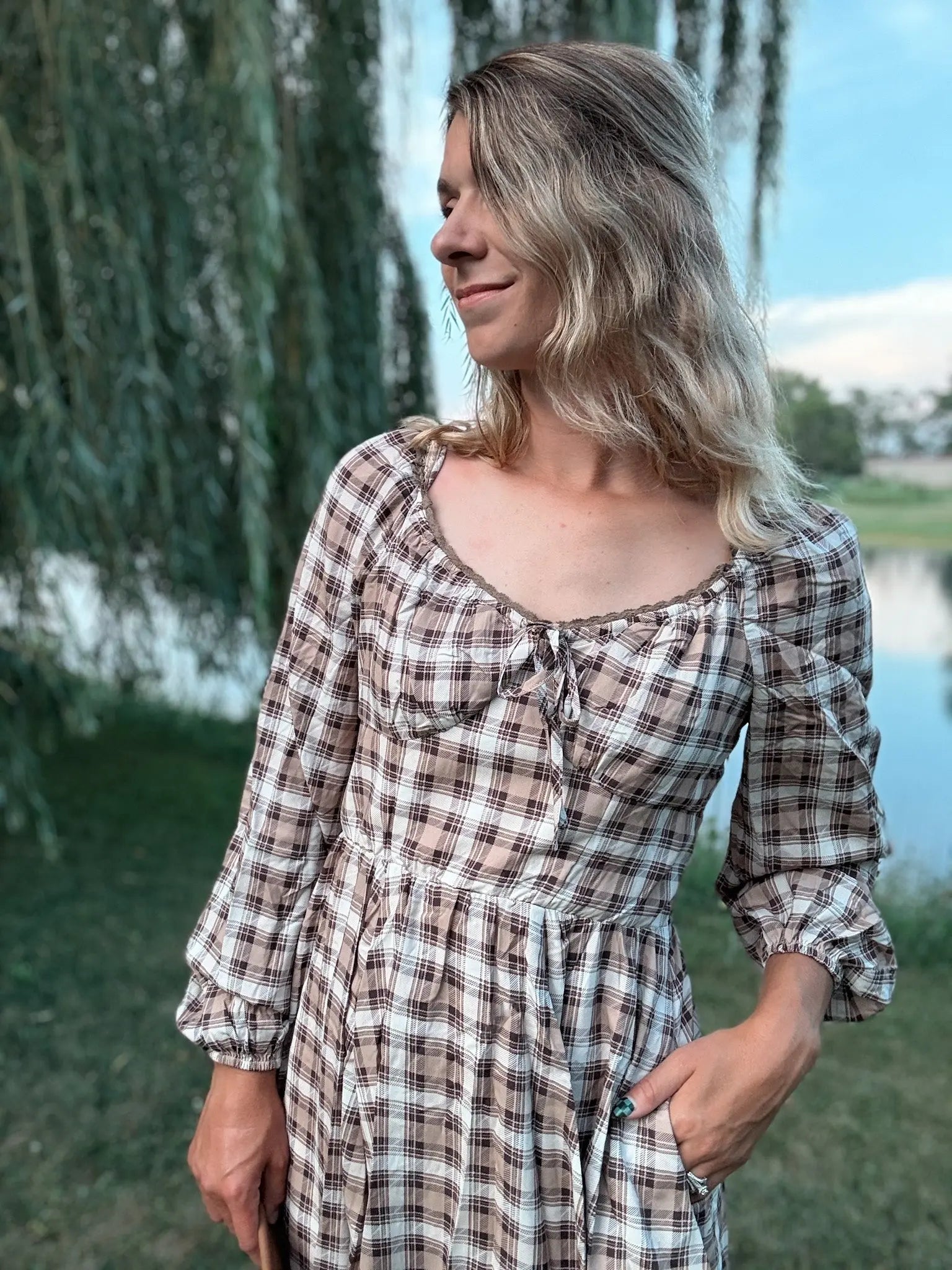 Fall Tartan Mini Dress In Loom