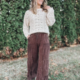 Tiered Wide Leg Espresso Pants