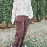 Tiered Wide Leg Espresso Pants
