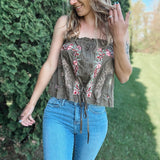 Embroidered Espresso Tank Top