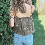 Embroidered Espresso Tank Top