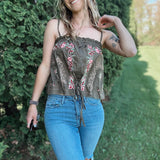 Embroidered Espresso Tank Top