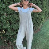 Cream Mineral Wash Harem Jumpsuit