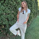 Cream Mineral Wash Harem Jumpsuit