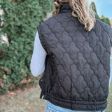 Tie Detail Puffer Vest in Black