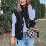 Tie Detail Puffer Vest in Black