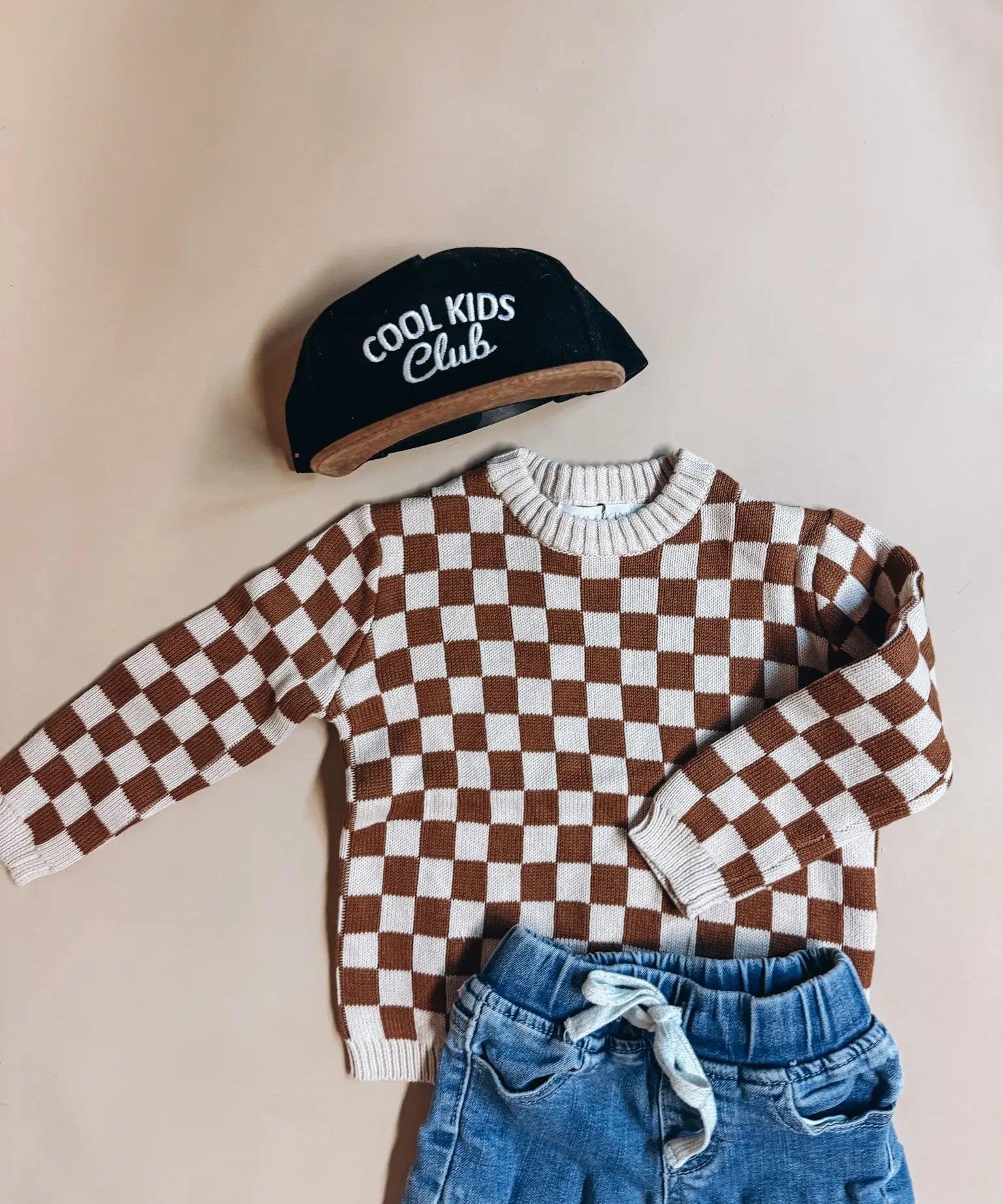 Checkered Knit Toddler Sweater Rivi & Kin