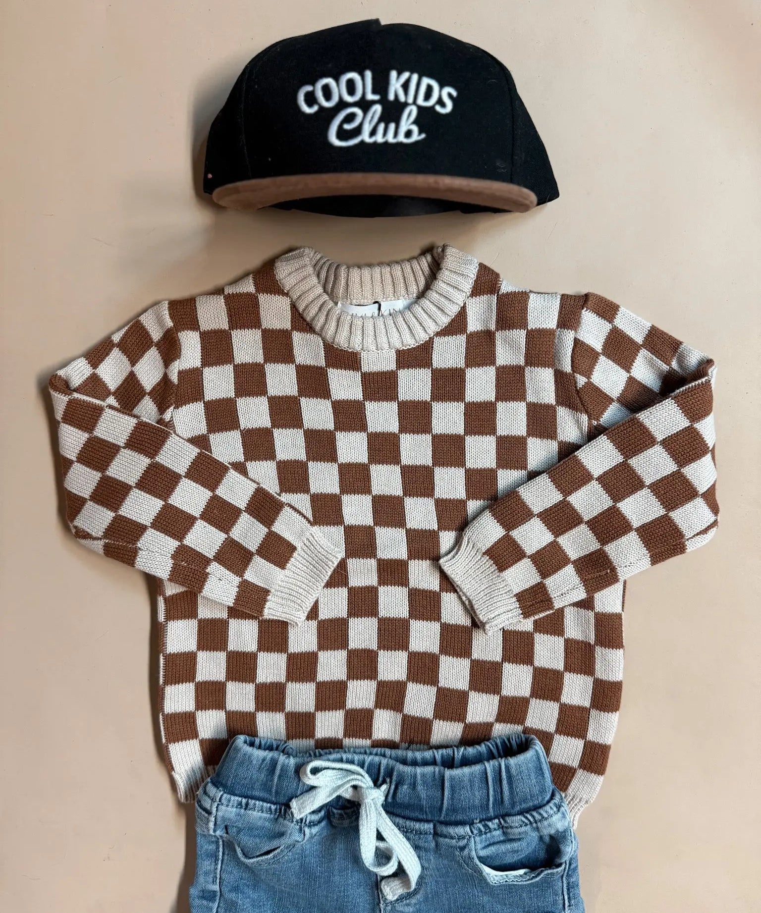 Checkered Knit Toddler Sweater Rivi & Kin