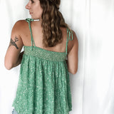 Boho Smocked Tie Tank