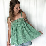 Boho Smocked Tie Tank