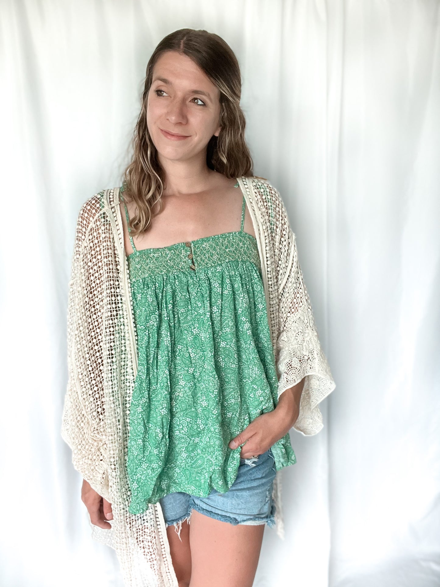 Boho Smocked Tie Tank